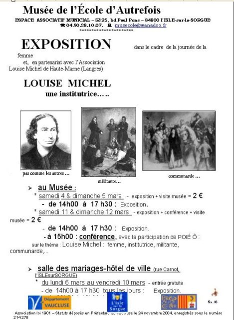 du 4 au 12 mars 2006 - Exposition et conférence sur Louise Michel
