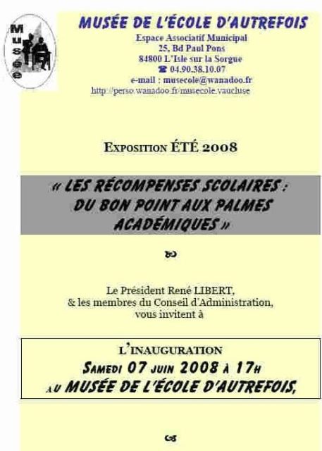 Été 2008 - Exposition "les récompenses scolaires