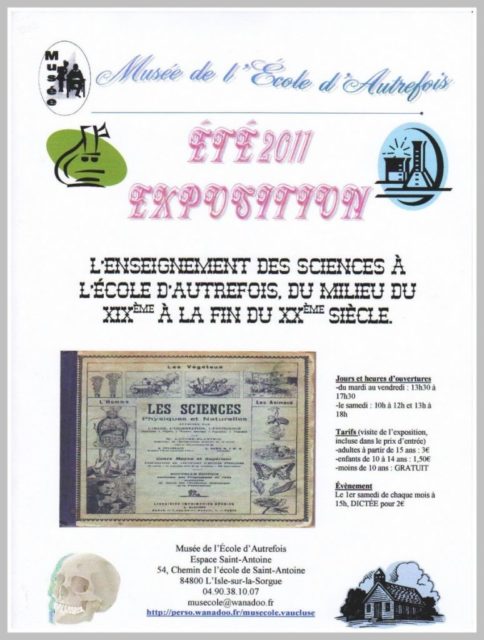 Été 2011 - Exposition : l'enseignement des sciences à l'école d'autrefois