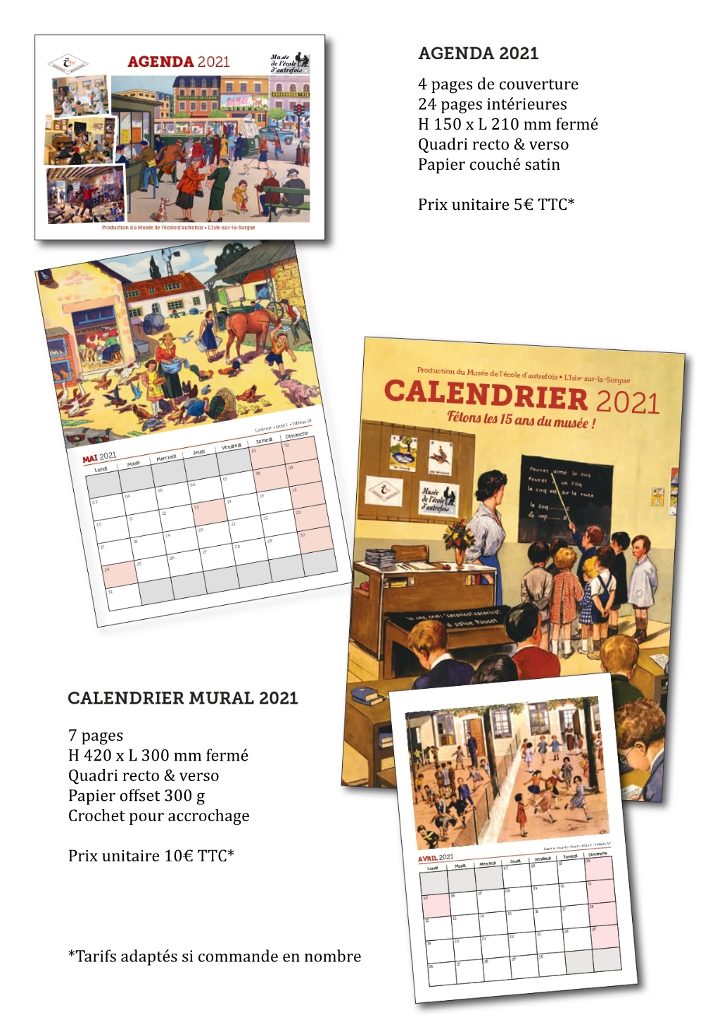 Agenda et calendrier mural 2021