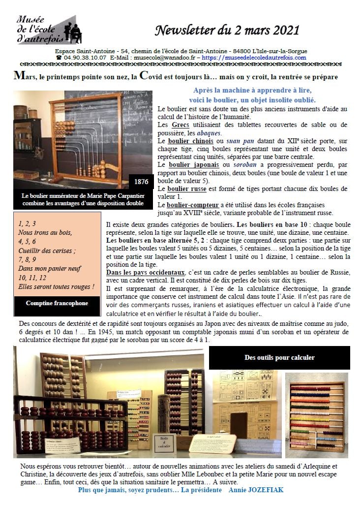 Newsletter 2 mars 2021