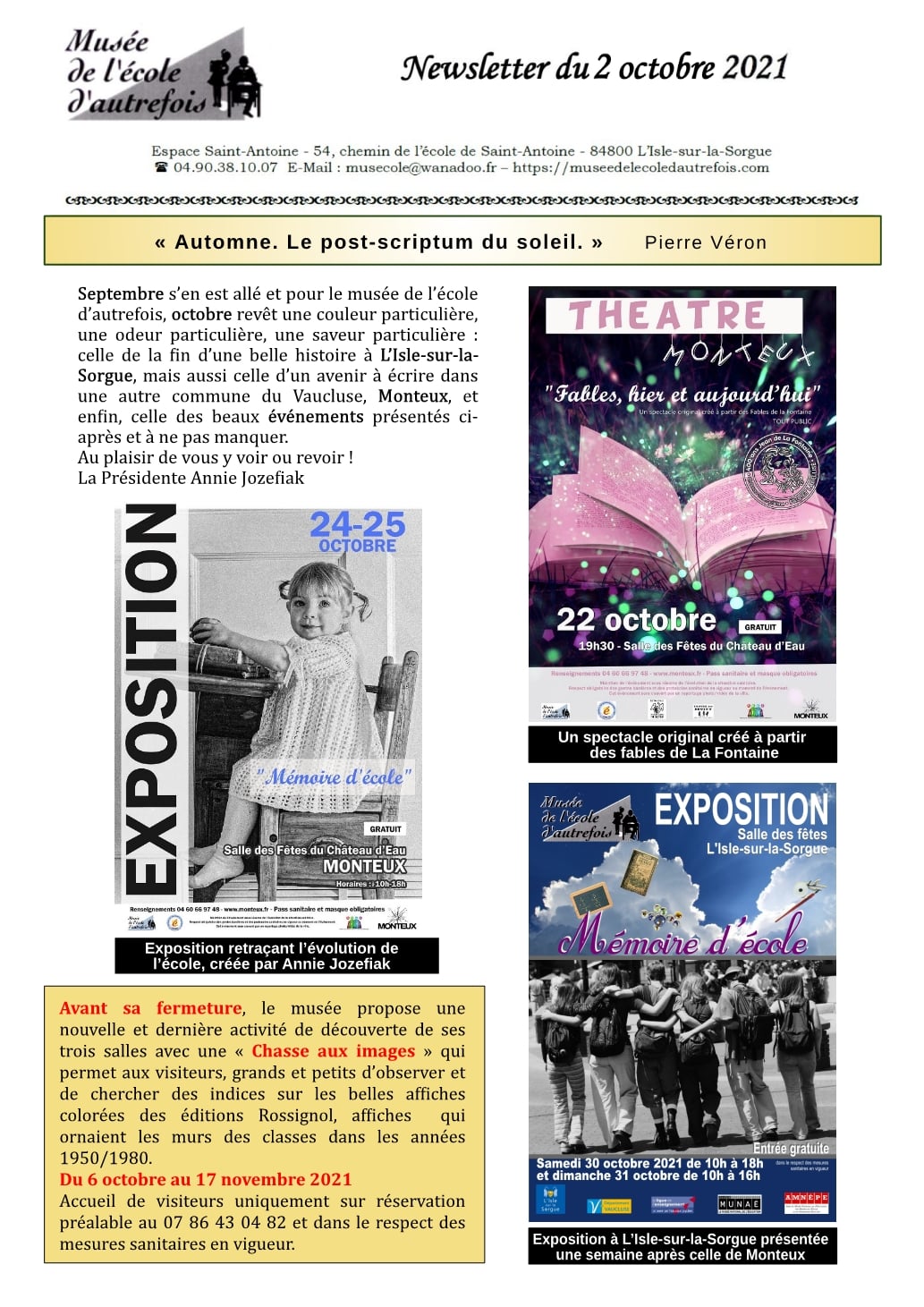 newsletter octobre 2021