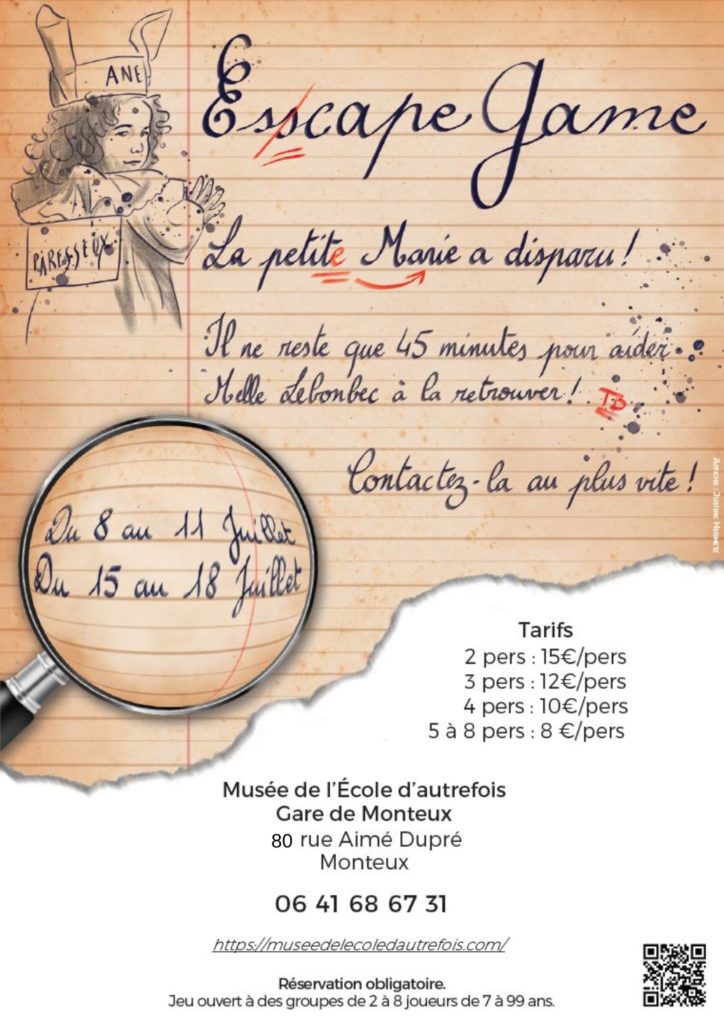 Affiche escape game 8-18 juillet