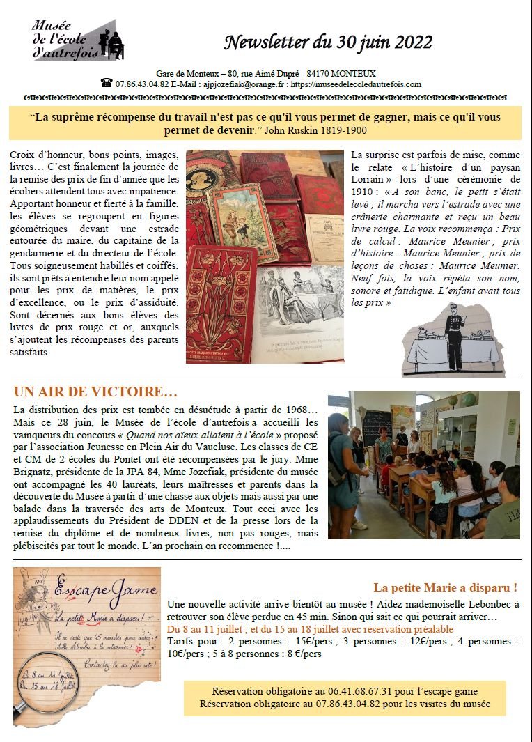 Newsletter 30 juin 2022