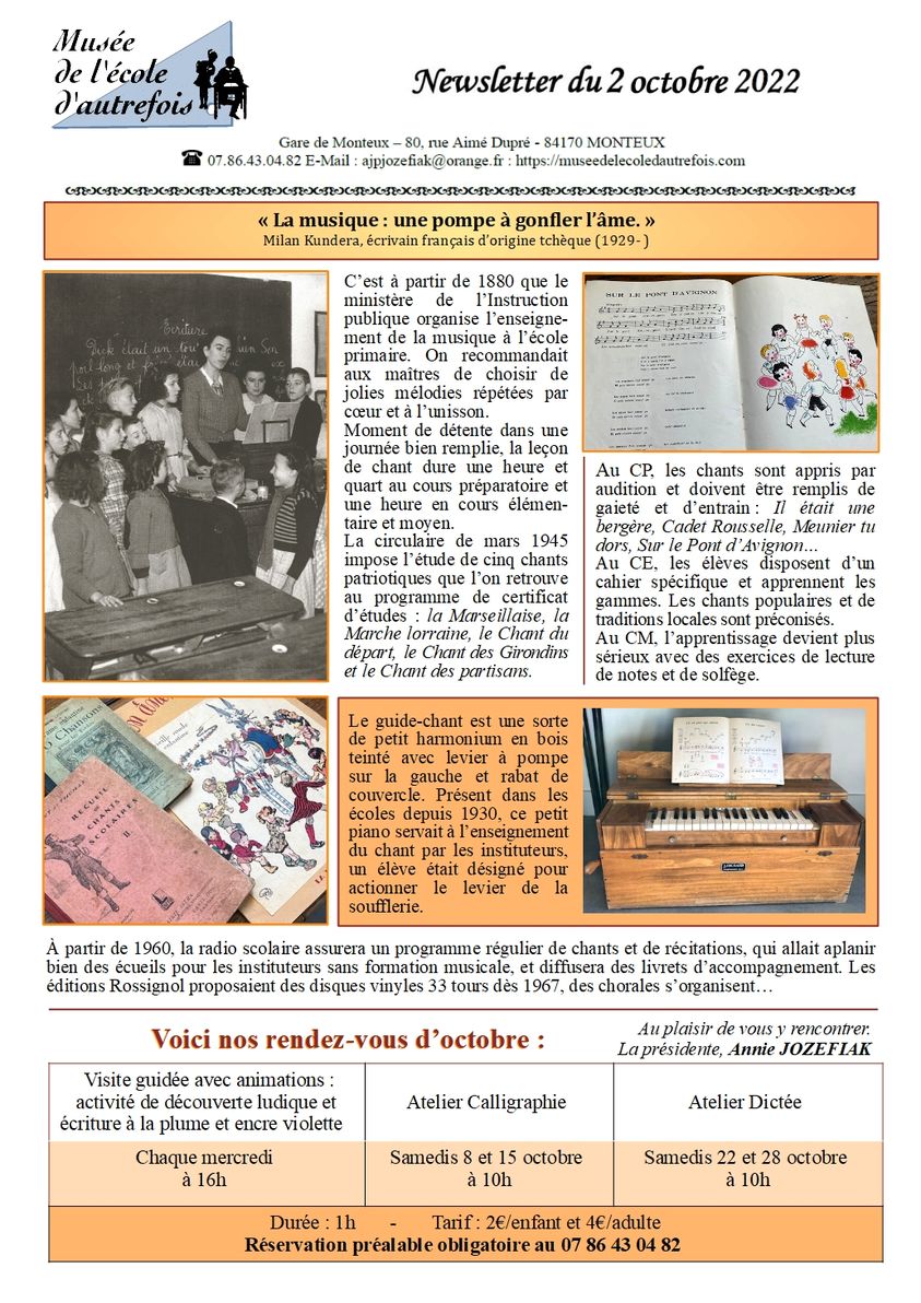 Newsletter 2 octobre 2022